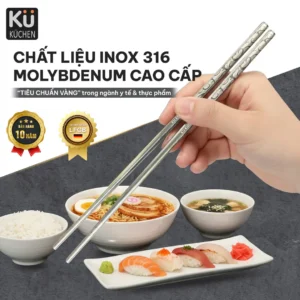 Bộ 10 đôi đũa inox 316 Molybdenum KU SKC041