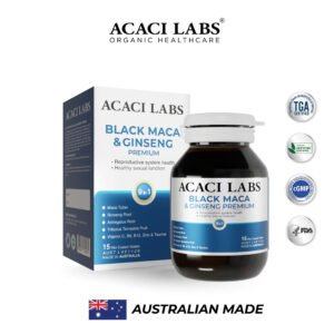 Viên uống bổ thận tăng cường sinh lý Acaci Labs Black Maca & Ginseng Premium Australia 15v