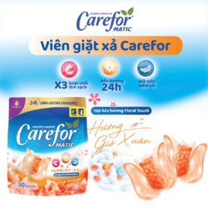 Viên giặt xả Carefor Matic hương gió xuân 315gram - Túi 30 viên (dùng cho máy giặt)
