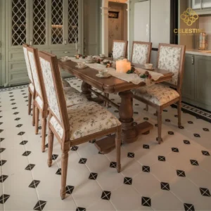 Bàn ăn CELESTINE Lancashirean màu gỗ lộ tom