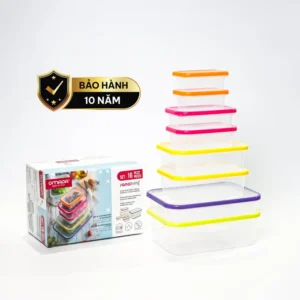 Set 8 hộp đựng thực phẩm kháng khuẩn Sanaliving cao cấp OMADA - Model: S2336CA