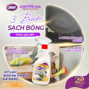 Xịt lau bàn ăn và bếp đa năng OBAY - Hương sả chanh 450ml