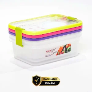 Set 3 Hộp đựng thực phẩm Kháng khuẩn 1000 ml Sanaliving cao cấp OMADA - Model: S2321CA