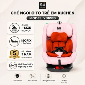 Ghế an toàn trẻ em trên xe ô tô KUCHEN YB108B - Màu hồng