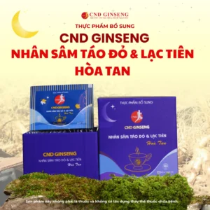 Thực phẩm bổ sung Nhân Sâm Táo Đỏ và Lạc tiên hoà tan CND GINSENG Hộp 20 gói ( kèm túi )