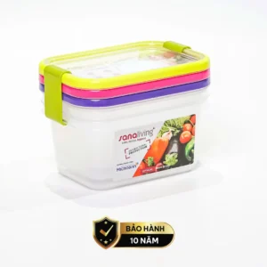 Set 3 Hộp đựng thực phẩm kháng khuẩn 550ml Sanaliving cao cấp OMADA - Model : S2312CA