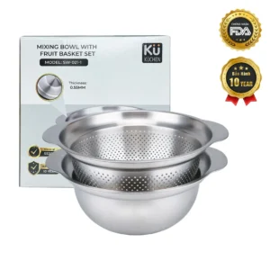 Set rổ - chậu 2 món 23cm inox 304 mã SW-021-1