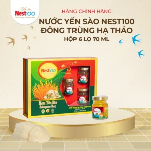 [Hộp 6 Hũ 70ml] Yến Chưng Đông Trùng Hạ Thảo Nest100 kèm túi