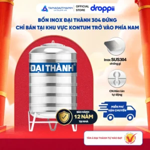 Bồn Inox 304 Đại Thành 1500L - bồn đứng ĐK1170 (Phân phối từ Kon Tum trở vào khu vực phía Nam)