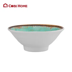 Tô Mela trắng xanh tròn đáy nhỏ Size Ø188x74 _378412 _33426 _Green