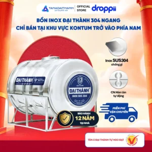Bồn inox Đại Thành 304 ngang 3000l ĐK 1360 (Phân phối từ Kon Tum trở vào khu vực phía Nam)