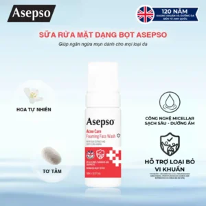 Sữa rửa mặt dạng bọt ASEPSO dành cho da mụn chiết xuất tơ tằm và hương hoa tự nhiên