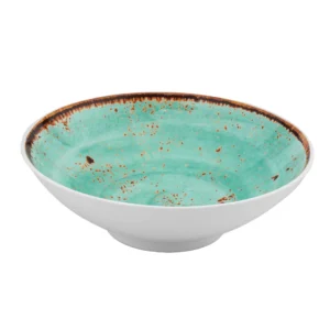 Tô Mela trắng xanh tròn đáy nhỏ Size Ø188x74 _378412 _33426_Green