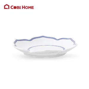 Dĩa Yangge trắng vân xanh hình hoa Size 22.7cm _378035 _JMC413 -YHL