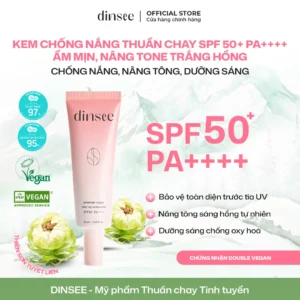 KEM CHỐNG NẮNG THUẦN CHAY SPF 50+ PA++++ ẨM MỊN, NÂNG TONE TRẮNG HỒNG DINSEE PREMIUM VEGAN TONE UP SUNSCREEN SPF50+ PA++++