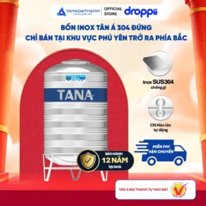 Bồn inox Tân Á đứng 4000l ĐK 1340 (Phân phối từ khu vực Bình Định trở ra phía Bắc)