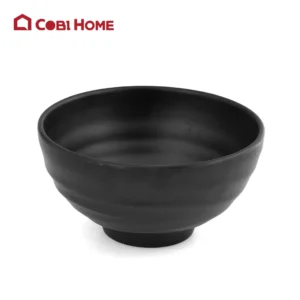 Chén Mela đen tròn có vân Size Ø 140x70 _378473 _39780_Black