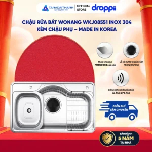 Chậu kép rửa bát Wonang WKJ08551 một hố inox 304 – Made In Korea (kèm chậu phụ)