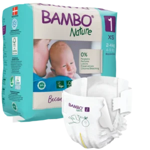 Tã dán trẻ em số 1- Bambo Nature size 1-XS, từ 2-4kg, 22 miếng/gói, bao bì màu xanh