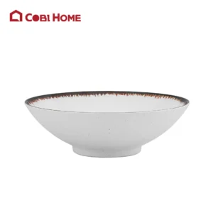 Tô Mela trắng viền đen tròn đáy nhỏ Size Ø202x71 _378431 _34496 _Tieyoushi
