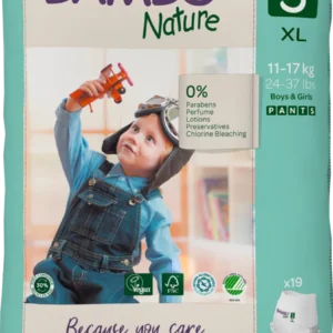 Tã Quần trẻ em số 5- Bambo Nature size 5, Từ 11-17kg, 19 miếng/gói, bao bì màu xanh
