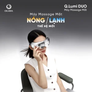 Máy Massage Mắt OGAWA Qlumi Duo, OY-0512 | Nóng & Lạnh Kép | Túi Khí Air Pulse | Massage Thái Dương | Giảm Mỏi Mắt