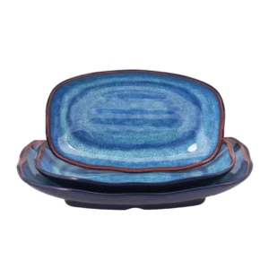 Dĩa Mela xanh loang chữ nhật viền sóng Size 237x153x34 _378540 _KD3209