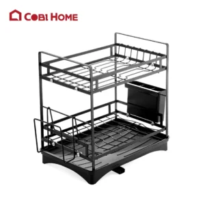 Kệ úp đa năng 2 tầng kèm khay hứng nước - Đen _342590